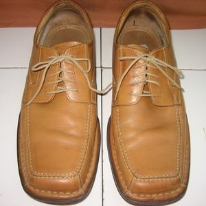 FRANCO FORTINI Italian Tan Square Toe Oxfords,10.5